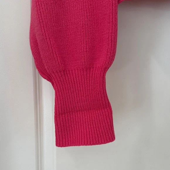 Free People Hot Pink Cropped Crew Neck Sweater - Picture 3 of 6